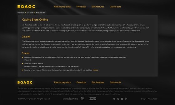 bgaoc website: Website pages